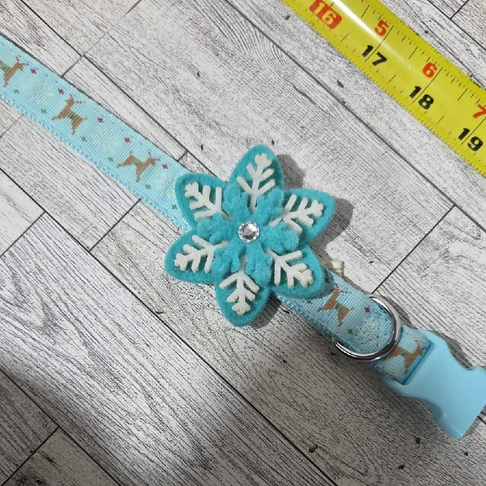 Martha Stewart Turquoise Pet Collar with Snowflake Accent